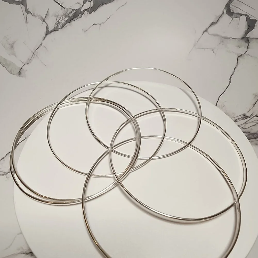 925 Set of Silver intertwined bangle bracelets - Picture 5 of 6